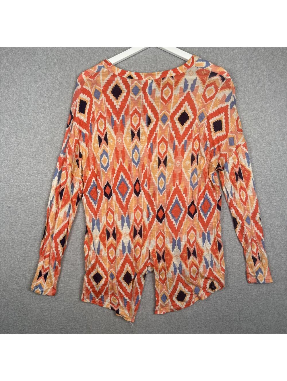 Lucky Brand Blouse Women's Medium M Multicolor Geometric Aztec Long Sleeves Top - Picture 6 of 7